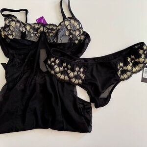 NWT | Figleaves Boudoir | Tantalize Underwire Slip and Tanga Set | Size 34D & 14